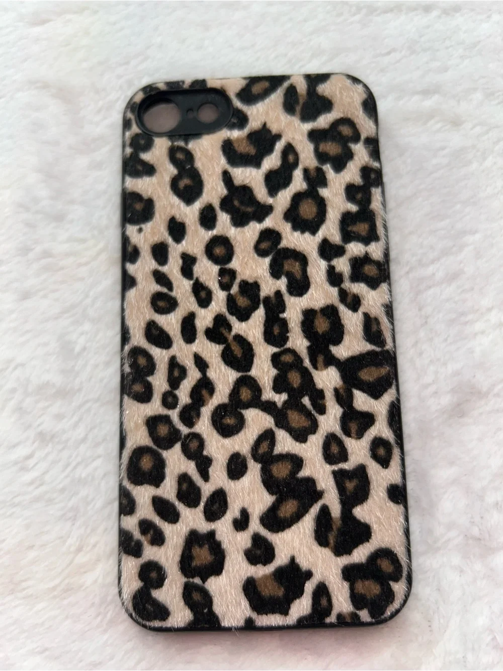 Leopard Print Faux Fur IPhone 7Case - Tan & black